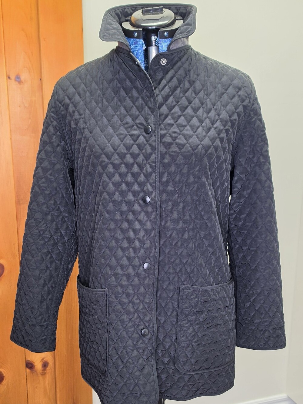 Hilary Radley Black Diamond Quilted Coat